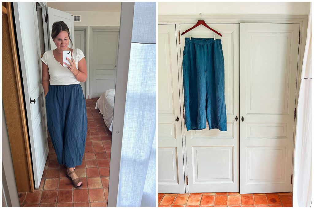 Katherine Bignon Styling, travel packing for an international trip to France, linen Arthur pants by Sew Liberated